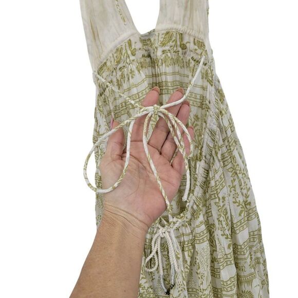 Free People Womens Boho Maxi Dress‎ Halter Open Back Tiered Sz XS Green Cotton - Picture 12 of 16